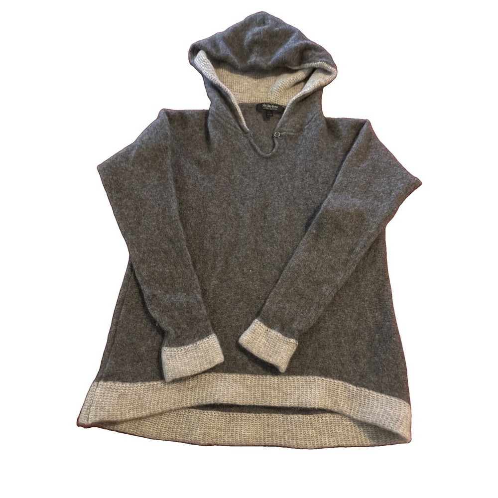 Saks Fifth Avenue 100% Cashmere Gray Hooded Sweater Size S Soft Warm D70